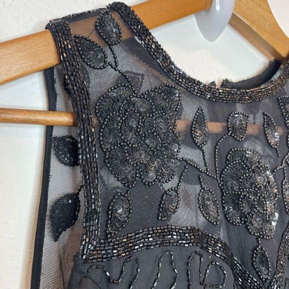 Brillante By JA Vintage Black Silk Sequin Maxi Dress Women’s Size 8 - Picture 5 of 11